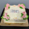 Anniversary Square Shape Cake with pink flowers